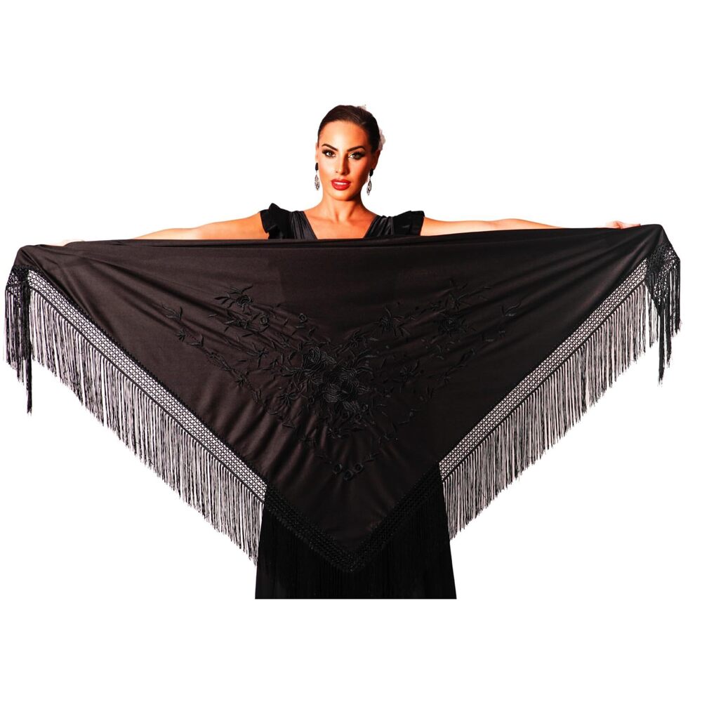 9218 Mantón Flamenco Grande. Medida 75x35cm Sin Contar Los Flecos